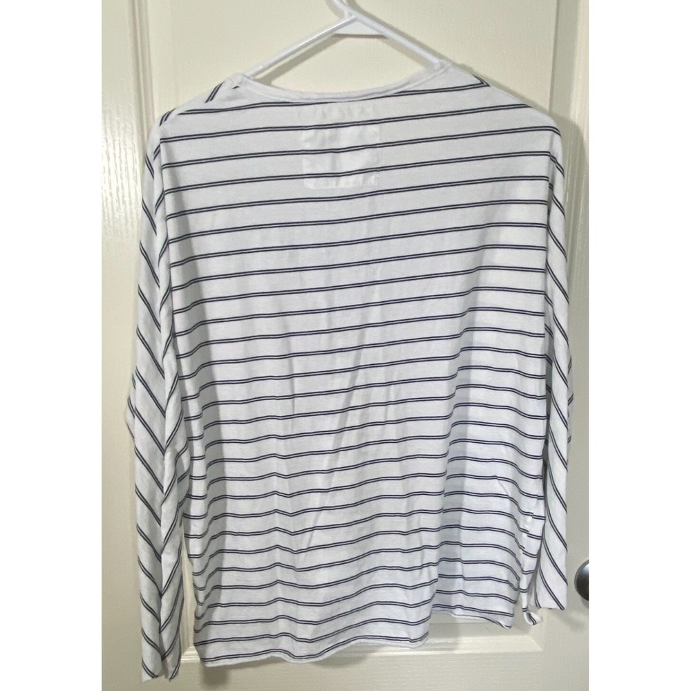 Frank & Eileen Tee Lab  Shirt Top Womens Small White Black Stripes Nautical - Picture 4 of 9
